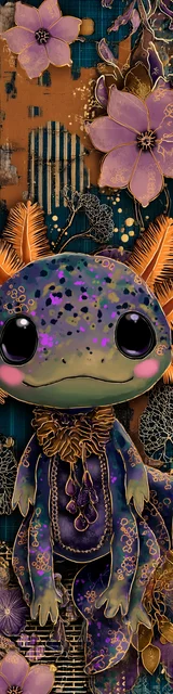 Free kawaii axolotl bookmark featuring an orange and blue kawaii axolotl